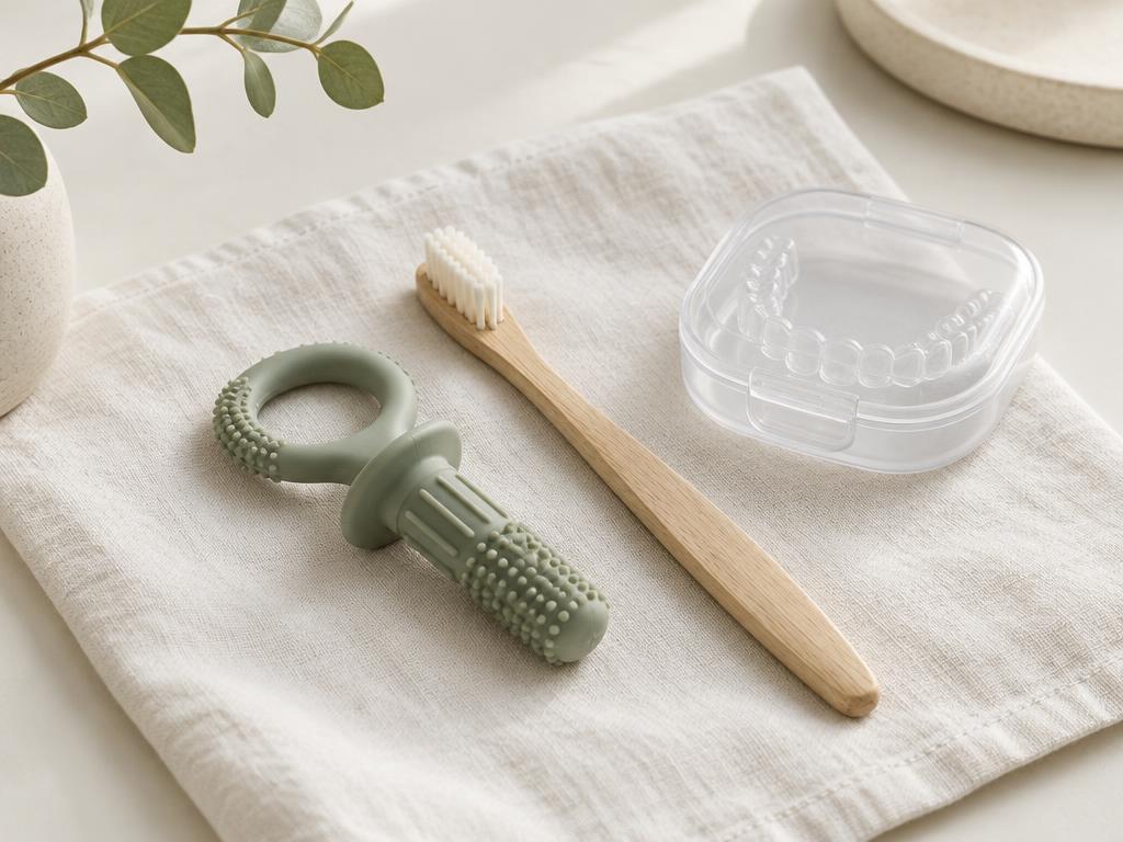 Oral care tools and an appliance case on natural linen
